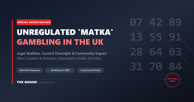 UK Goan Matka gambling investigation news report graphic