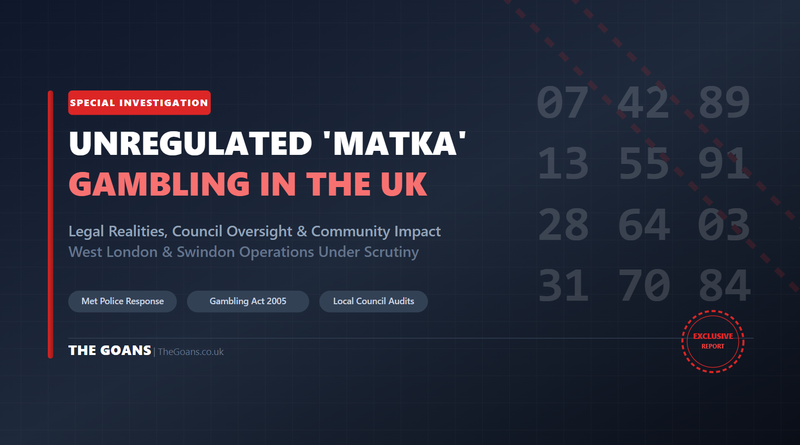 UK Goan Matka gambling investigation news report graphic