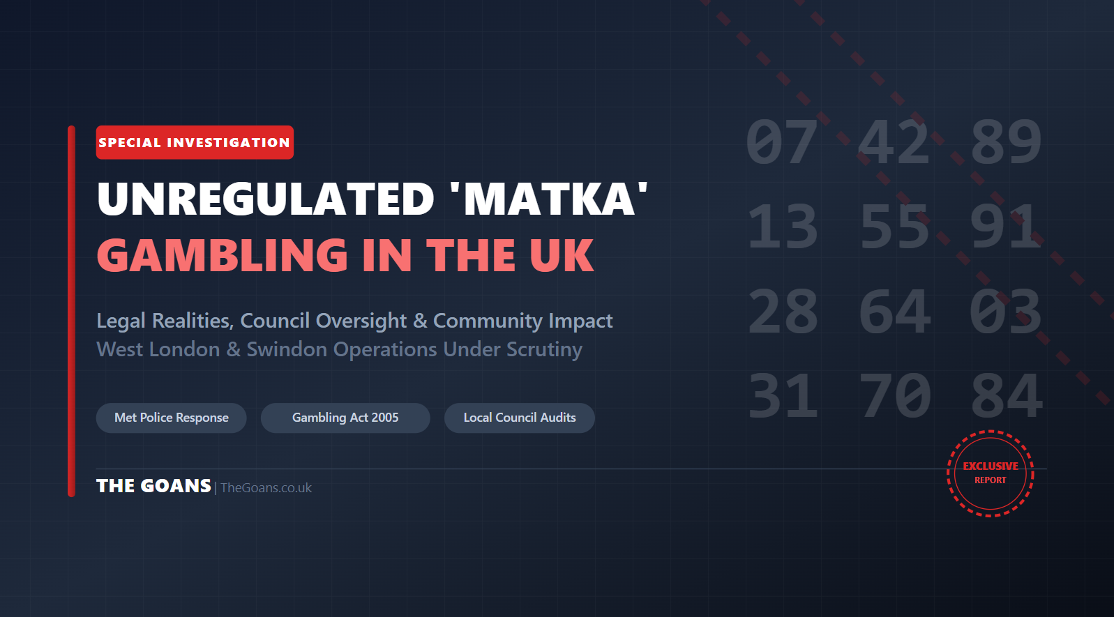 UK Goan Matka gambling investigation news report graphic
